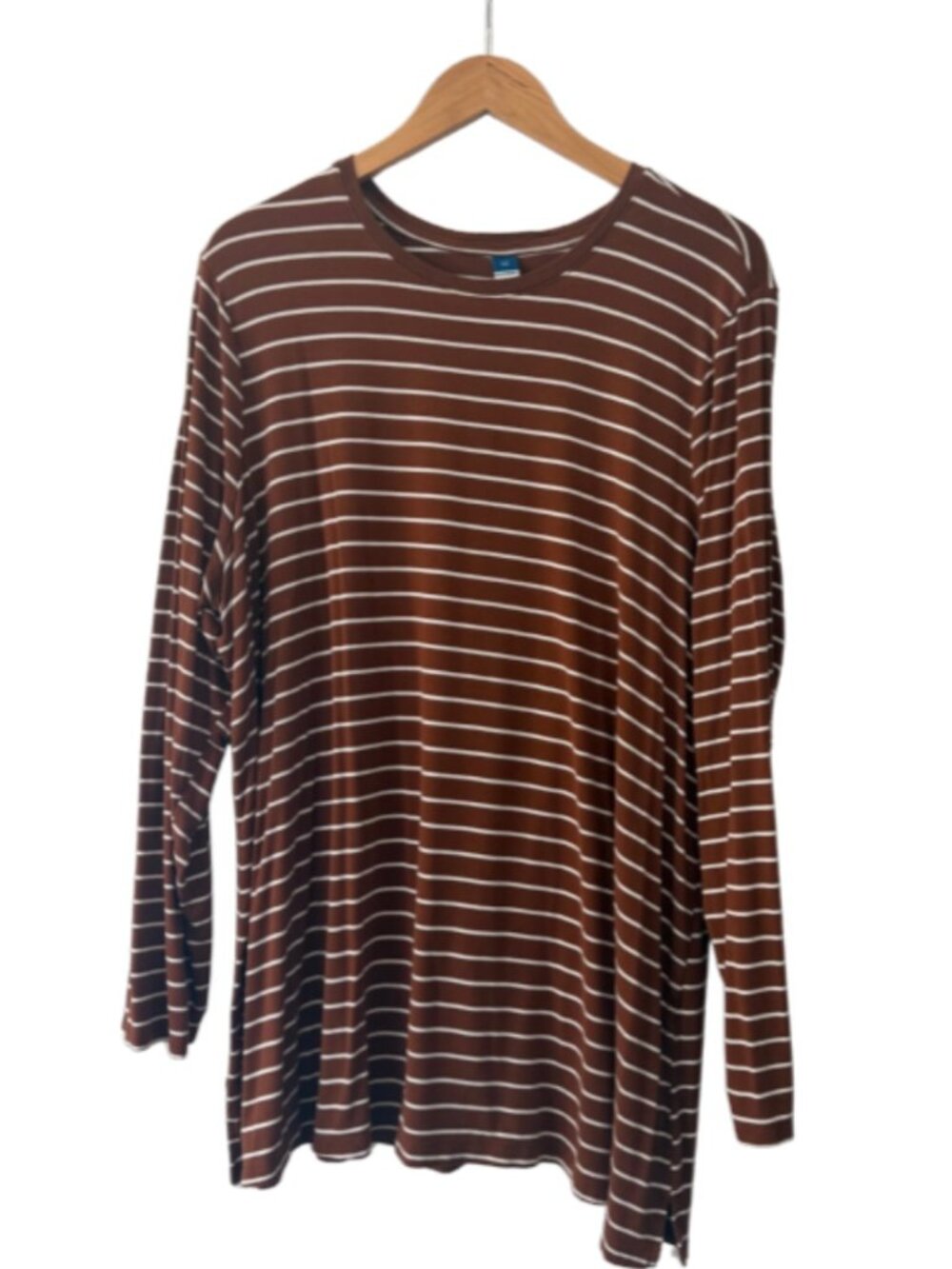 Old Navy Brown White Striped Long Sleeve Top XXL